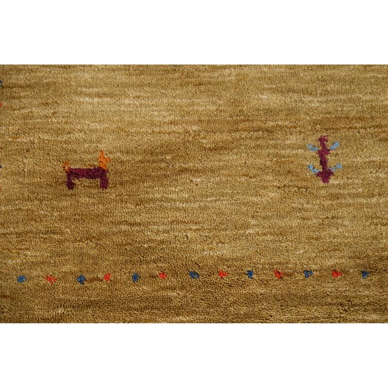 Animals Tribal Gabbeh Indian Accent Rug Hand-Knotted Wool Carpet - 3'0"x 5'3"