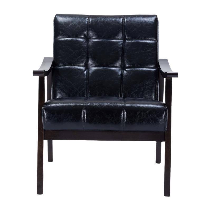 Antique Black Medieval-Inspired High Back Armchair - Solid Wood Modern Reading Chair