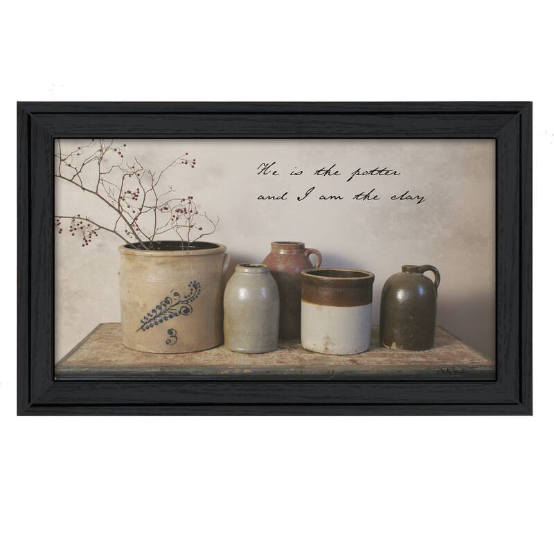 TrendyDecor4U Traditional "He is the Potter" Framed Print Wall Art by Billy Jacobs - Charcoal