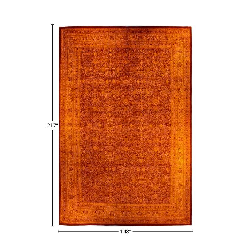 Overton Handknotted Wool Vintage Inspired Contemporary Overdyed Orange Area Rug - 18' 1" x 12' 4"