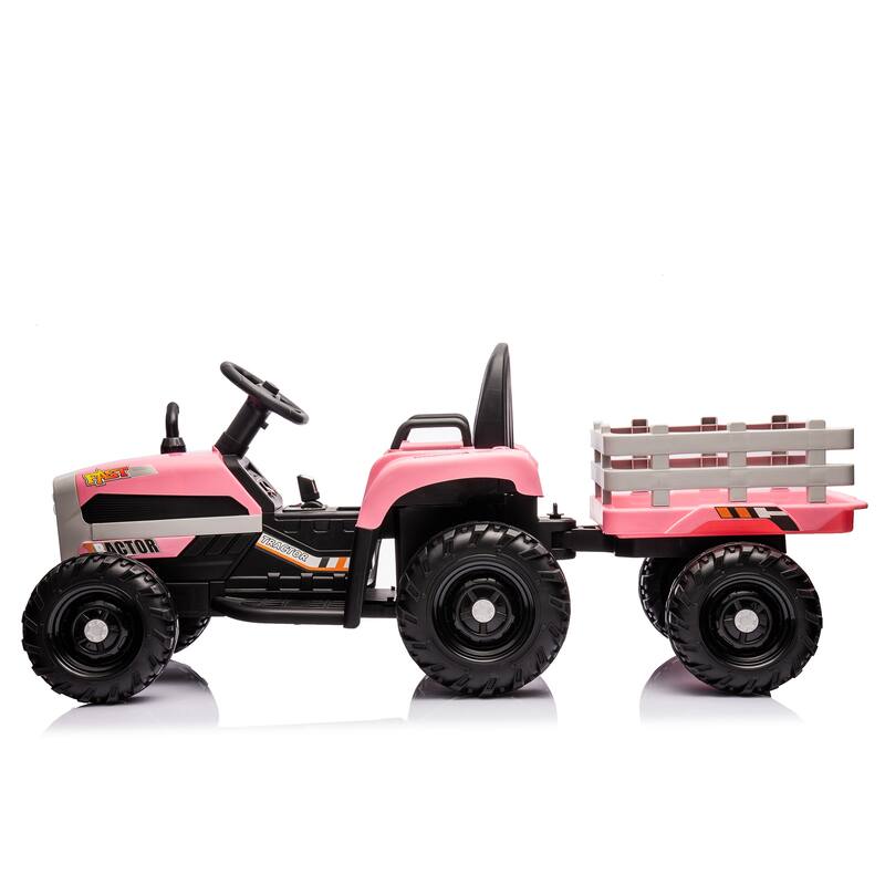 Ride on Tractor with Trailer& Remote Control,24V Battery Powered Electric Tractor