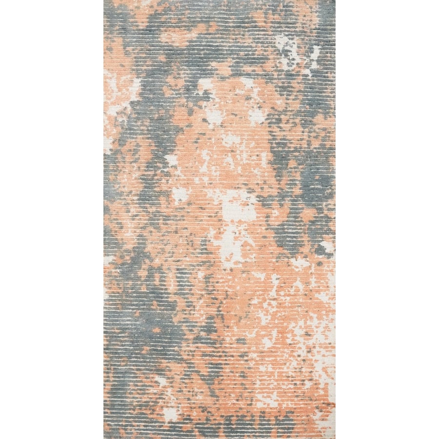 Hand Knotted Oriental Viscose Silk Carpet Modern All-Over Peach Abstract Area Rug - 4' 0'' X 2' 0''