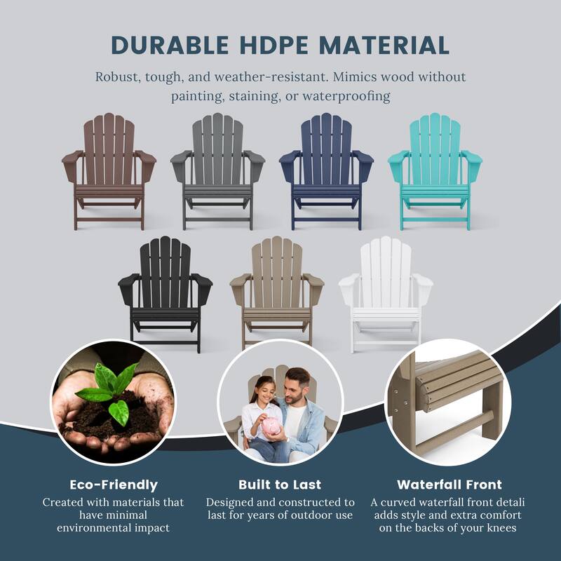 Aderson Outdoor Poly Adirondack Chair with Cupholders (Set of 2)