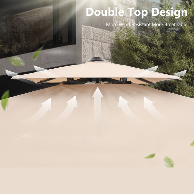 MAISON ARTS 13 FT Automatic Hydraulic Cantilever Large Umbrella Aluminum Pole 360 Degree Rotation