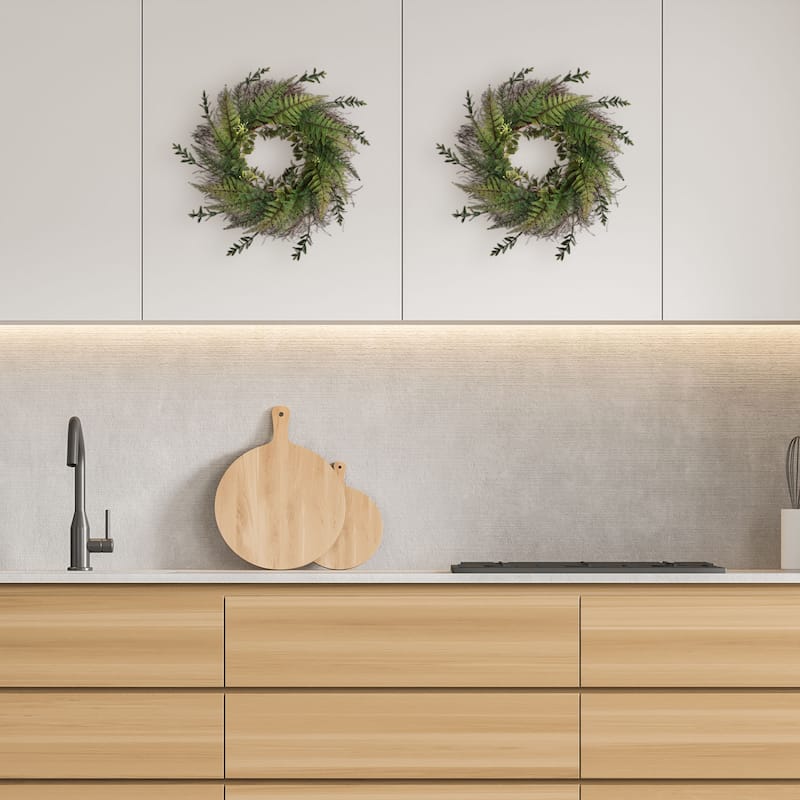 21-Inch Artificial Fern Door Wreath by Pure Garden