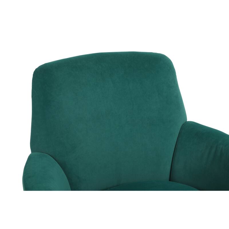 Emerald Velvet Modern 29.3" Upholstered Swivel Barrel Chair with Gold Stainless Steel Base