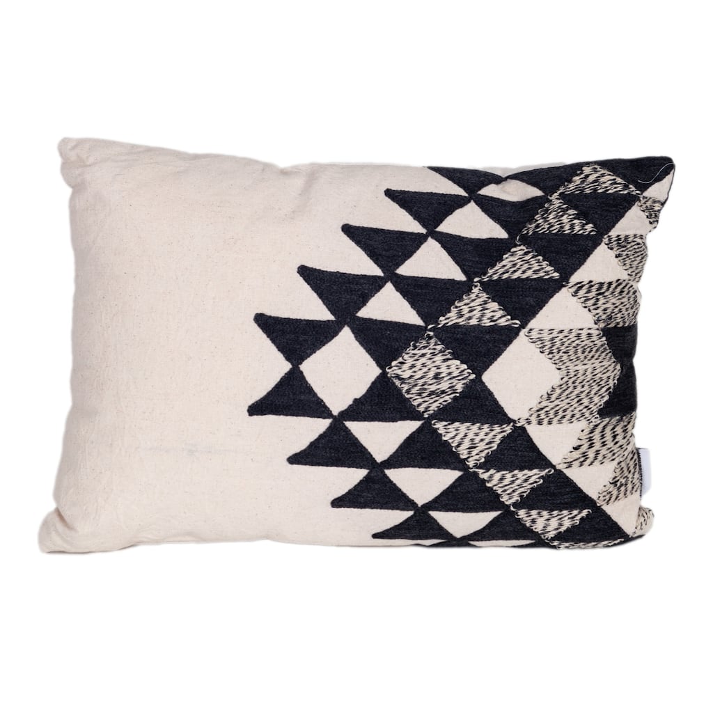 Geometric Rectangular Throw Pillow - 20" - Beige and Black