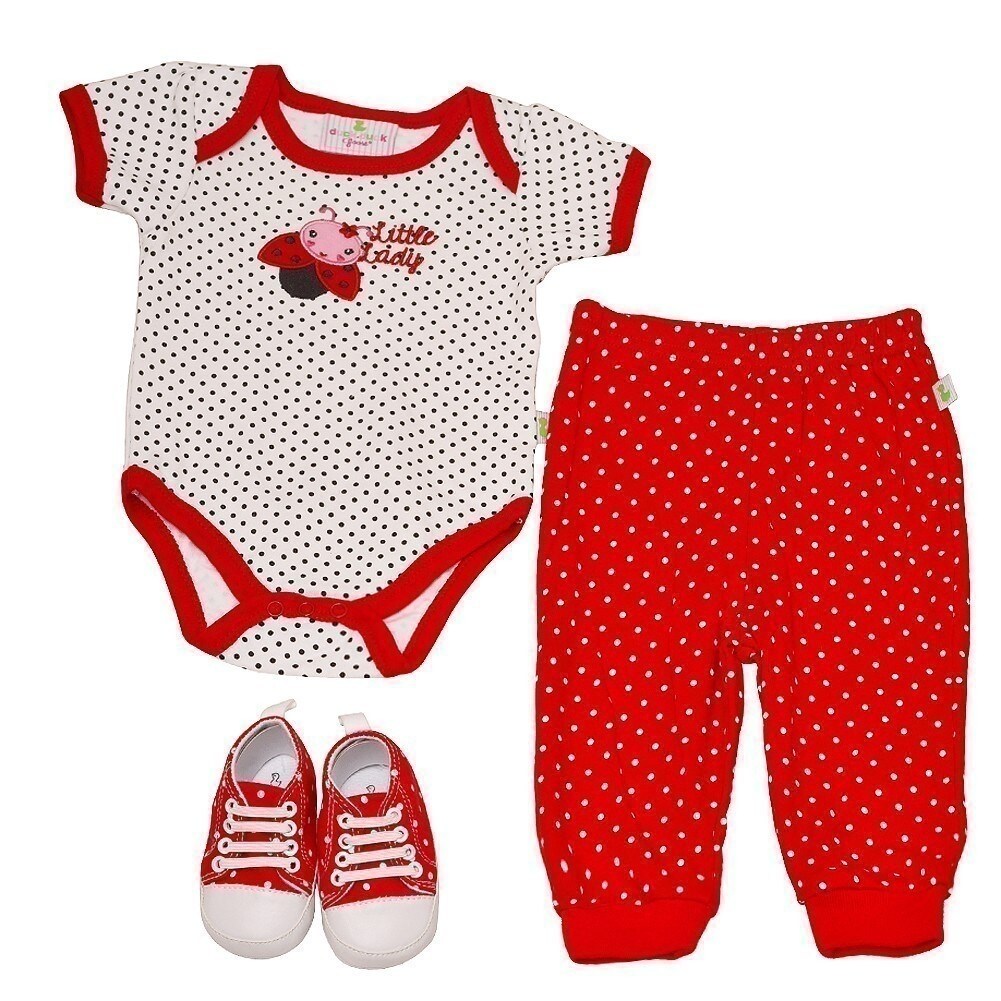 Shop Duck Duck Goose Baby Girls Red Lady Bug Bodysuit Sneakers 3