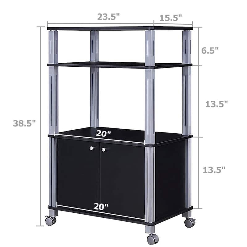 Microwave Rack Stand Rolling Storage Cart - 23.5" x 15.5" x 38.5" (L x W x H)