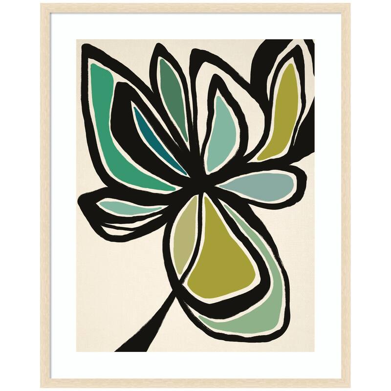 Kate and Laurel Framed Art Midnight Floral 3 by Alicia Bock - 34x42 - Natural