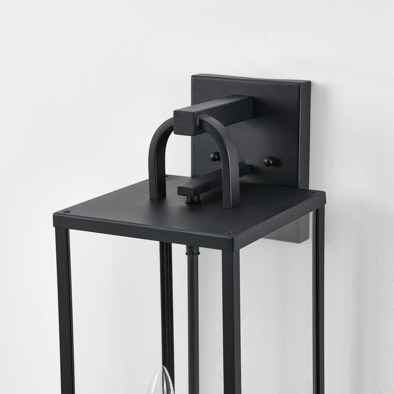 KAWOTI 2-Light Outdoor Lantern Wall Light - W8.25" x H20" x D9.5" - Black