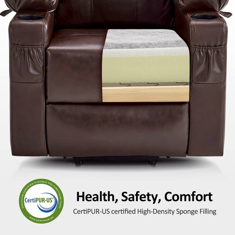 MCombo Small Power Lift Recliner Chair with Massage and Heat for Elderly, 3 Positions and USB Ports Faux leather 7141
