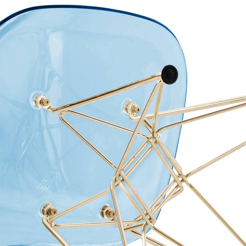 Cresco Plastic Dining Side Chair with Eiffel Base in Gold Set of 2 by LeisureMod