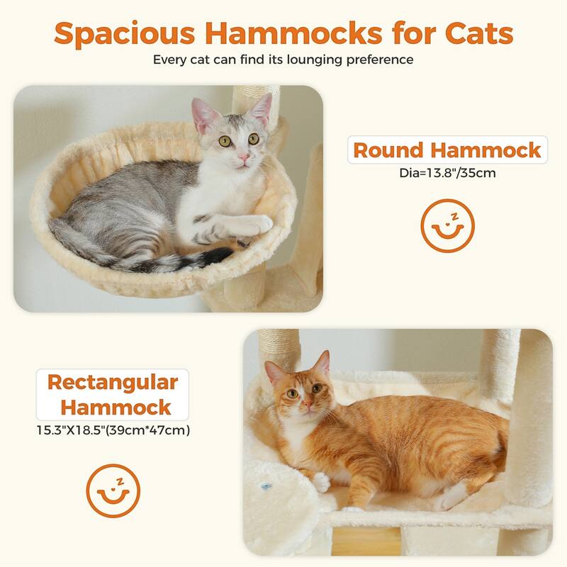 69" Tall Cat Tree Tower for Indoor Large Cats with Super Large Hammock, Scratching Posts, Condo House and Large Top Perch