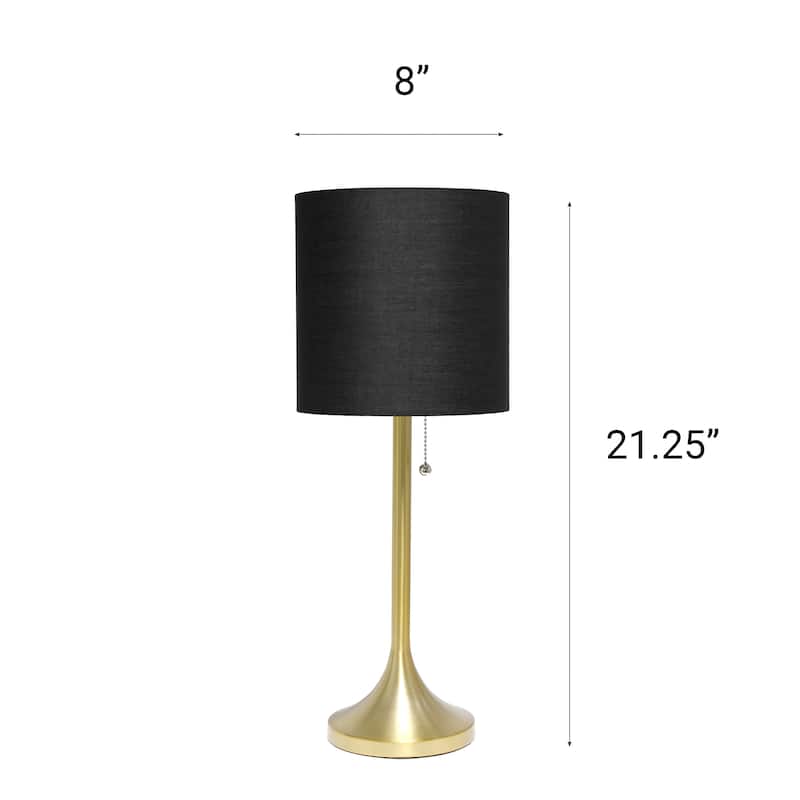 21.25" Modern Glam Metal Table Lamp with Silk Shade and Pull-Chain Switch for Bedroom or Living Room - 8"L x 8"W x 21.25"H