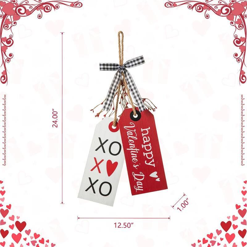 Glitzhome 24"H Wooden Valentine's Day/Patriotic/Americana/Easter Doorknob Hanging Decor