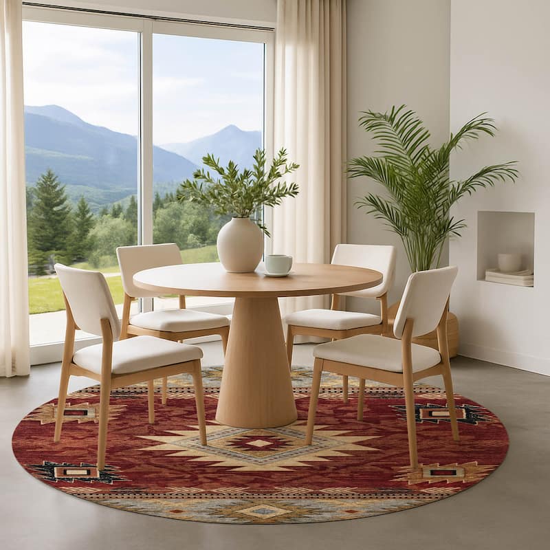 Premium Washable Super Soft Global Inspirations Mayfield Rug - Paprika - 8' x 8'