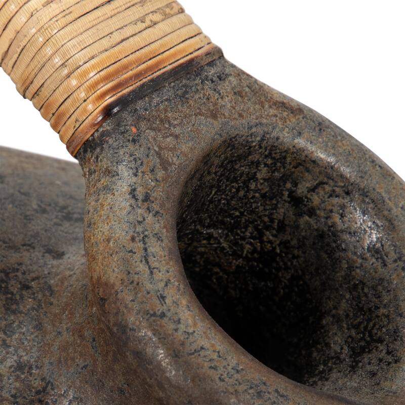 Sagebrook Home Terracotta Rustic Jug With Woven Handle, Multi, Round, Two Tone