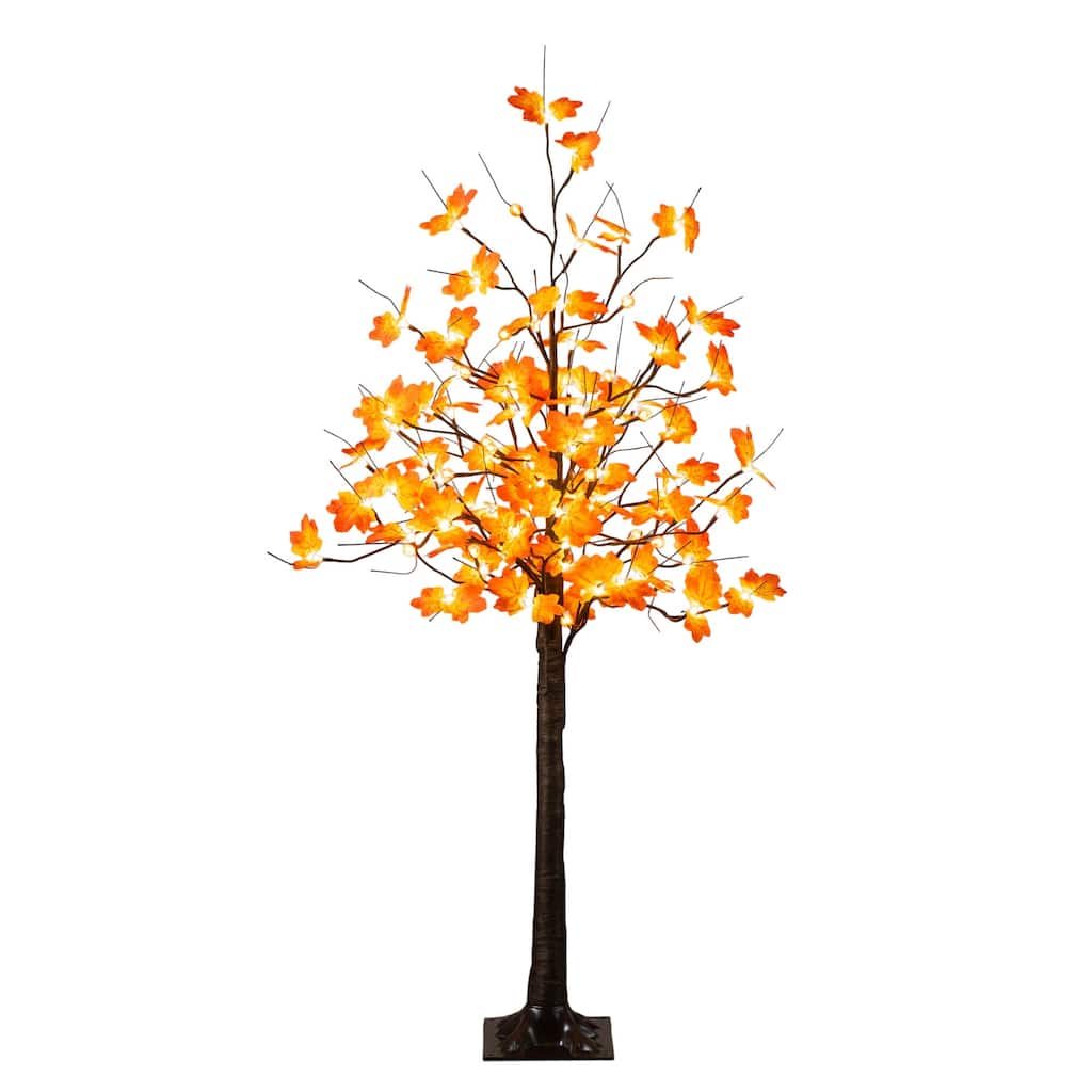 Pre-Lit Maple Minimalist Artificial Fall Tree - 5' - Warm White LED Lights