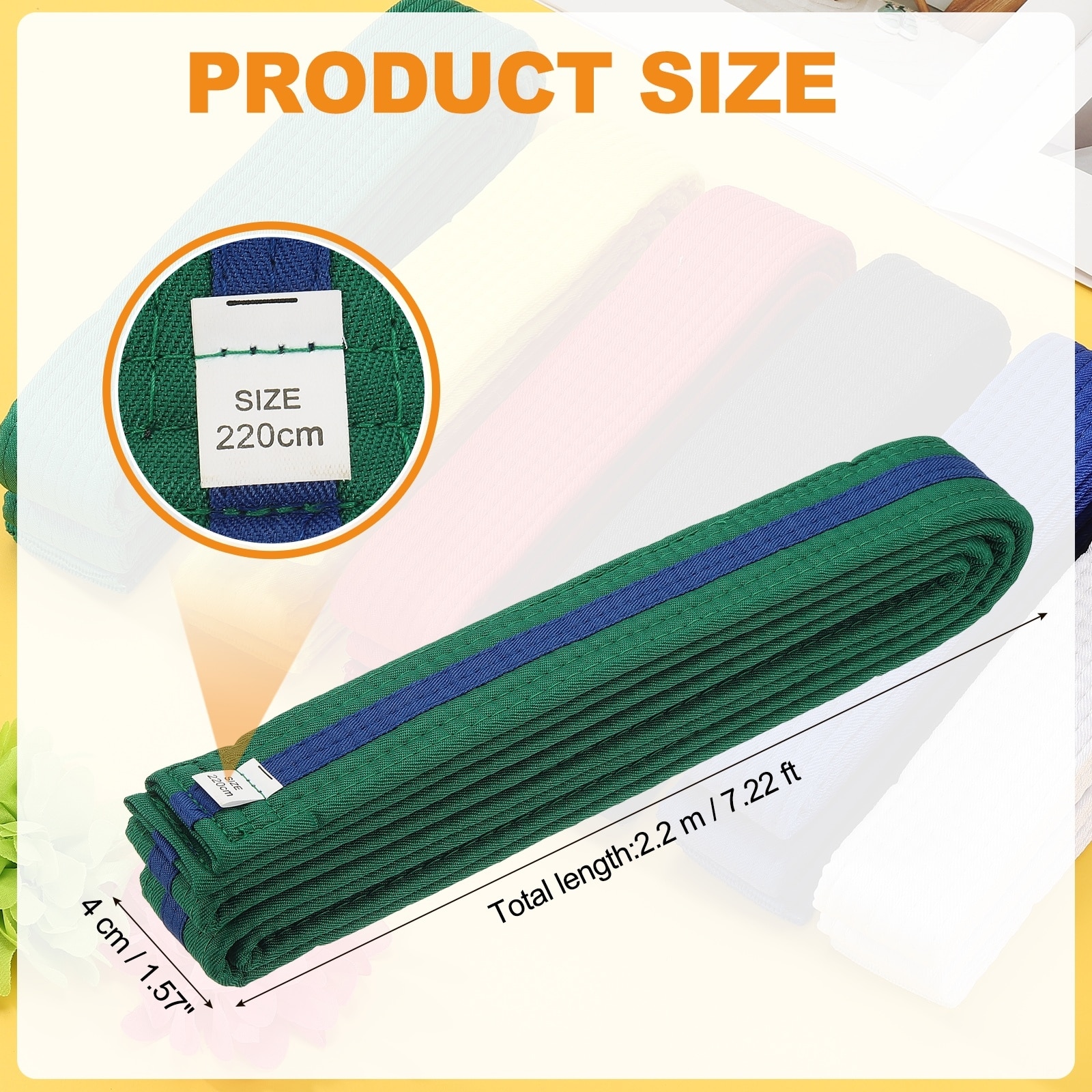 Karate Belt, Martial Arts Ranking Belts Solid Cotton Double-Layered Core Long Soft Uniform Training