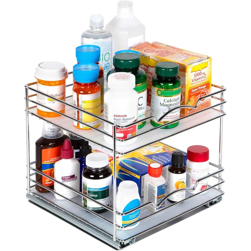 Hold N' Storage - 2 Tier Pull Out Cabinet Organizer for Spices, Cans - Heavy Duty with Lifetime Limited Warranty