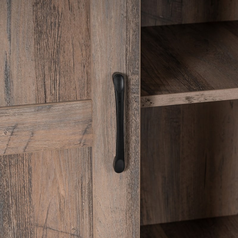 Farmhouse Storage Cabinet with Adjustable Shelves and Sliding Barn Door - 16.75"D x 36.25"W x 68"H