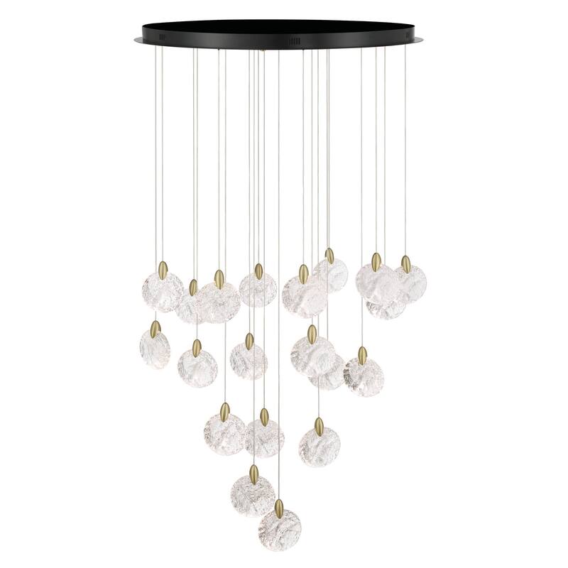 Artcraft Snowflake Chandelier - Matte Black with Satin Brass Accent