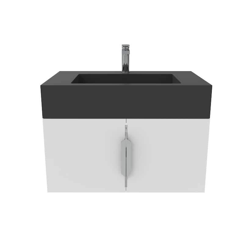 Nile 30-Inch Wall Mounted Bathroom Vanity Set w/ Black Top