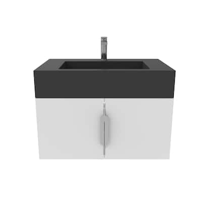 Nile 30-Inch Wall Mounted Bathroom Vanity Set w/ Black Top