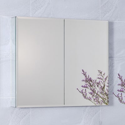 30-inch Aluminum Lighted Bathroom Mirror Medicine Cabinet