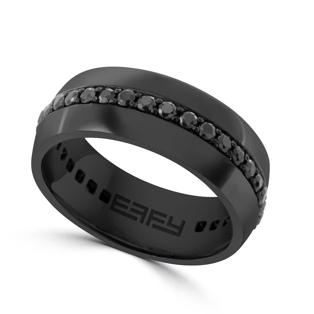 EFFY Men's 925 Sterling Silver Black Sapphire Ring