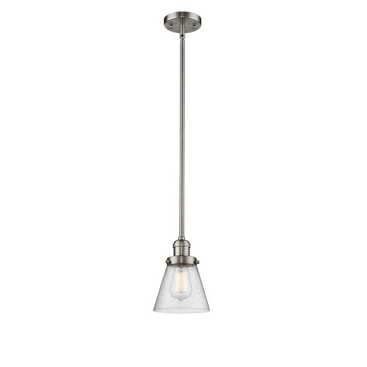 Innovations Lighting Small Cone Single Light 6" Wide Mini Pendant with - Brushed Satin Nickel / Seedy