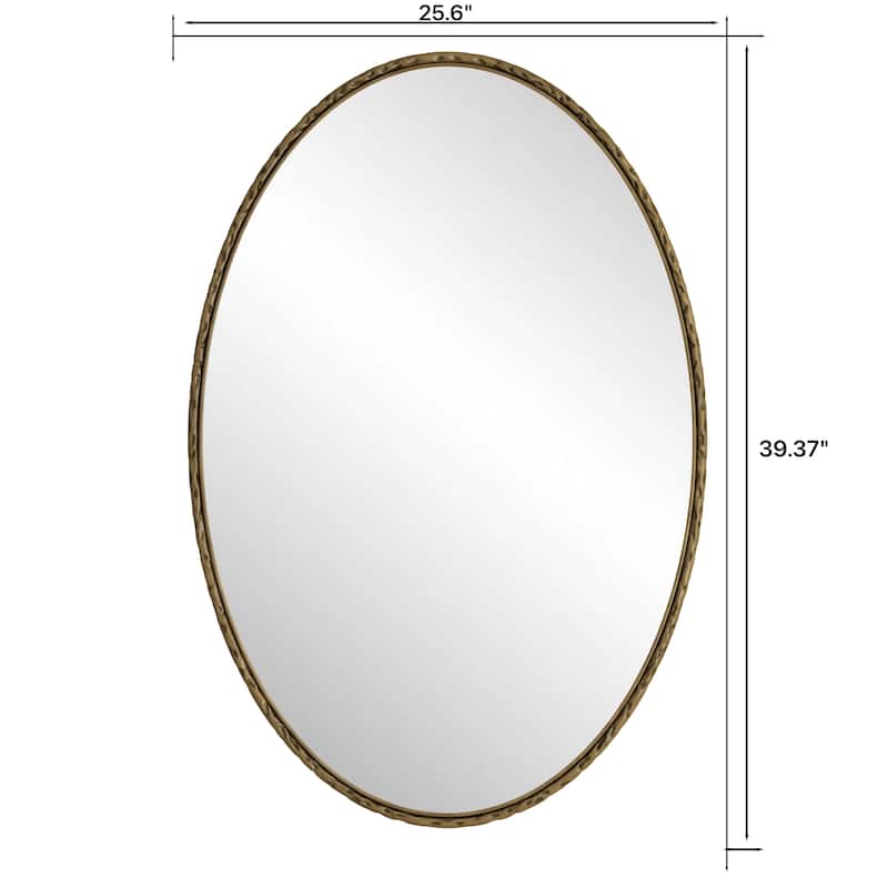 Iron Art Oval Retro Mirror - Antique Effect, Gold, Wall Hanging - Gold