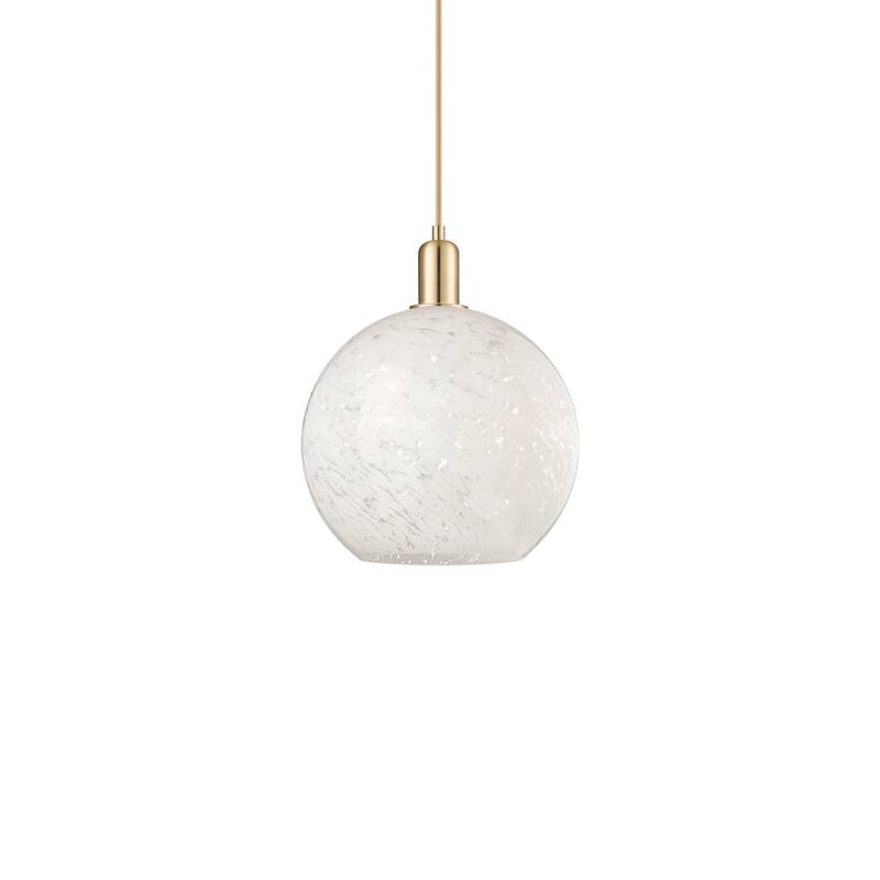 Innovations Lighting 716-1P-15-12 White Mouchette Pendant White - Champagne Bronze / White Mouchette