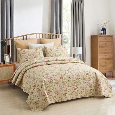 Vintage Rose Reversible Quilt Set, Bedspread, Coverlet