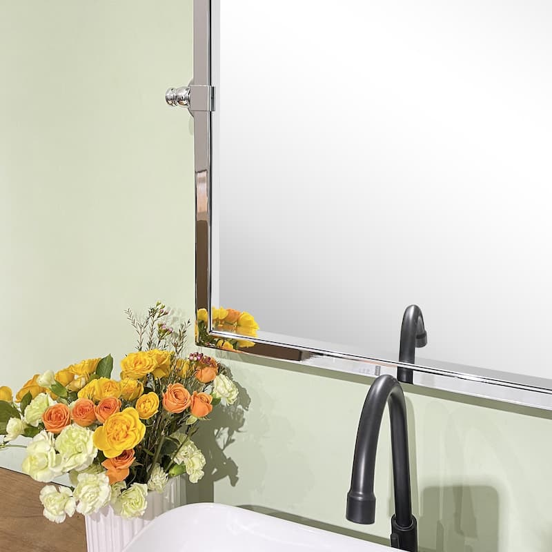 TEHOME Woodvale Rectangle Metal Pivot Bathroom Mirror