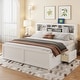 preview thumbnail 1 of 16, King Size Wood Platform Bed with Multi-storage Headboard, USB and Drawers, White White