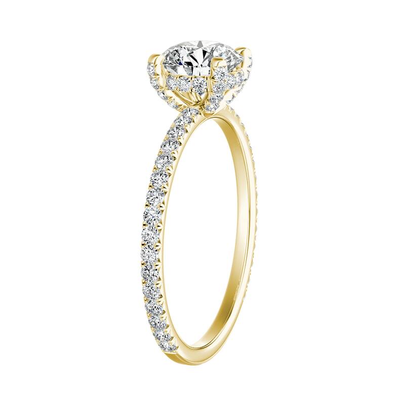 Auriya 14k Gold Round Moissanite Engagement Ring 1 1/8ctw