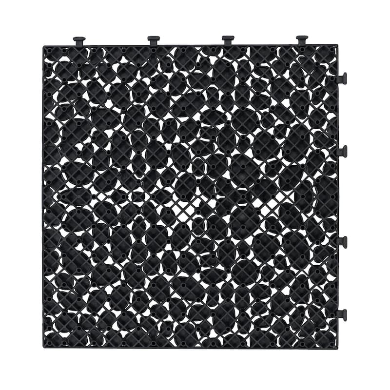 12 x 12 Inch Interlocking Deck Tiles Plastic Waterproof Outdoor All Weather Anti-slip Weight Capacity Upto 440 LBS, Pack of 12