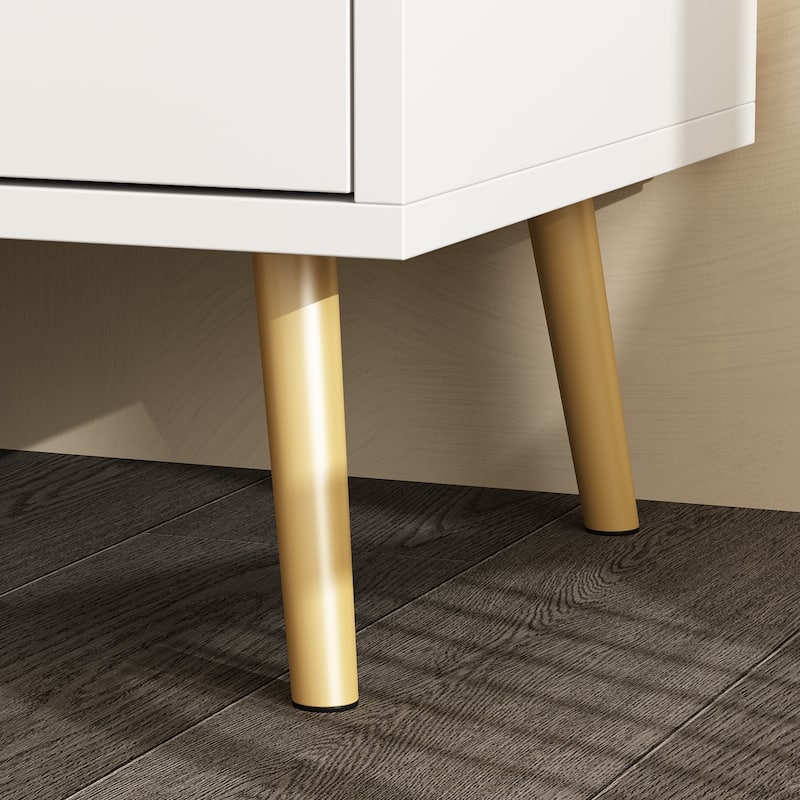 Modern 6-Drawer Dresser with Gold Legs and Handles, 47.2" Wide Mid-Century Bedroom Dresser Chest