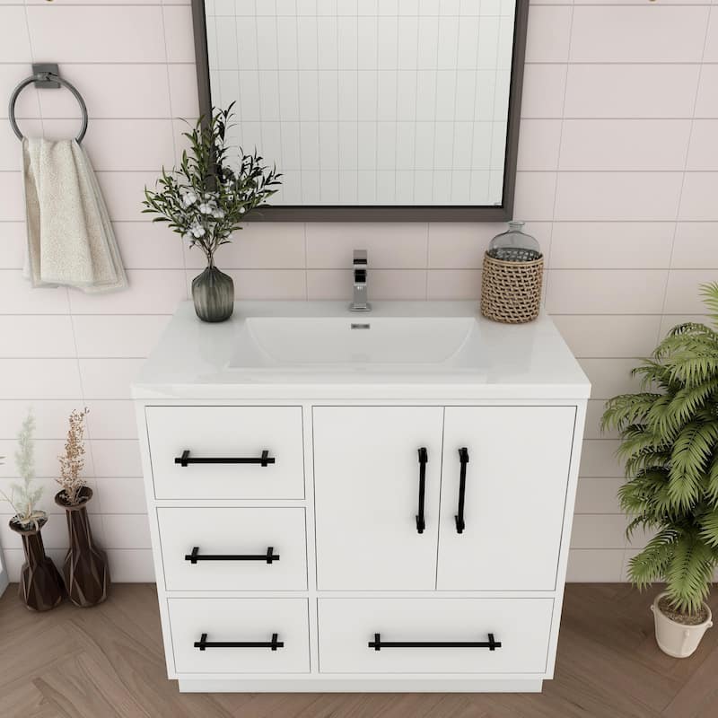 Victoria 36'' L Drawer Freestanding Vanity with Acrylic Sink - 35.5