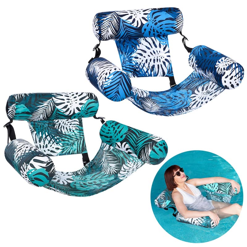2 Pcs Flower Pattern Pool Float Hammock Chairs - N/A
