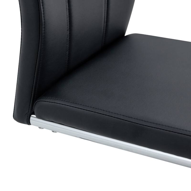 Faux Leather High Back Dining Chair Set of 2, Modern Upholstered Side Chair with Metal Legs for Living Room Home Office