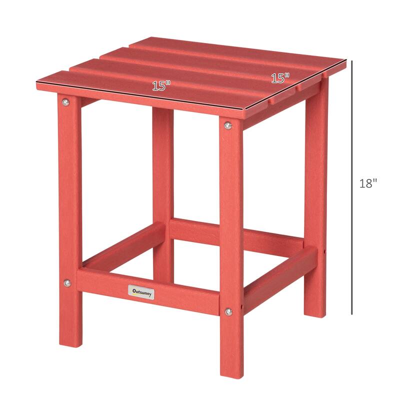 Outsunny Patio Side Table, Square Outdoor End Table, HDPE Plastic Tea Table for Adirondack Chair, Backyard or Lawn