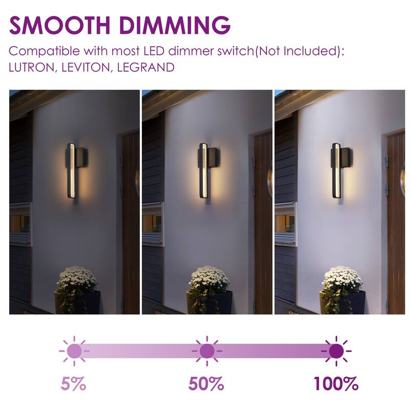 13 in. Modern Black Outdoor Wall Sconce Lighting Waterproof IP54 Integrated LED 3000K Wall Light