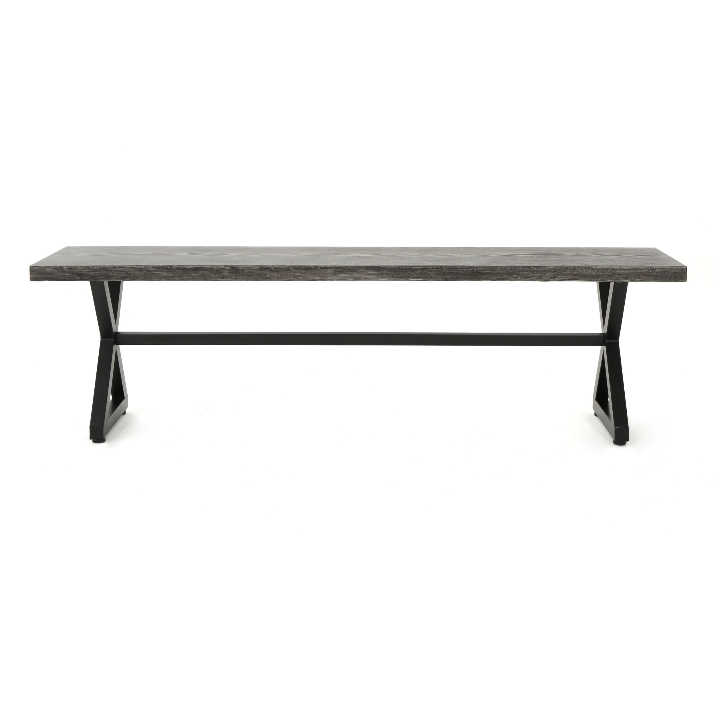 Outdoor Aluminum Dining Bench With Steel Frame