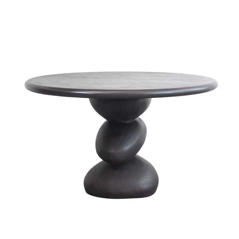 Round Indoor/Outdoor Concrete Table, Black - 48.8"L x 48.8"W x 29.5"H - Black