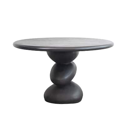 Round Indoor/Outdoor Concrete Table, Black - 48.8"L x 48.8"W x 29.5"H