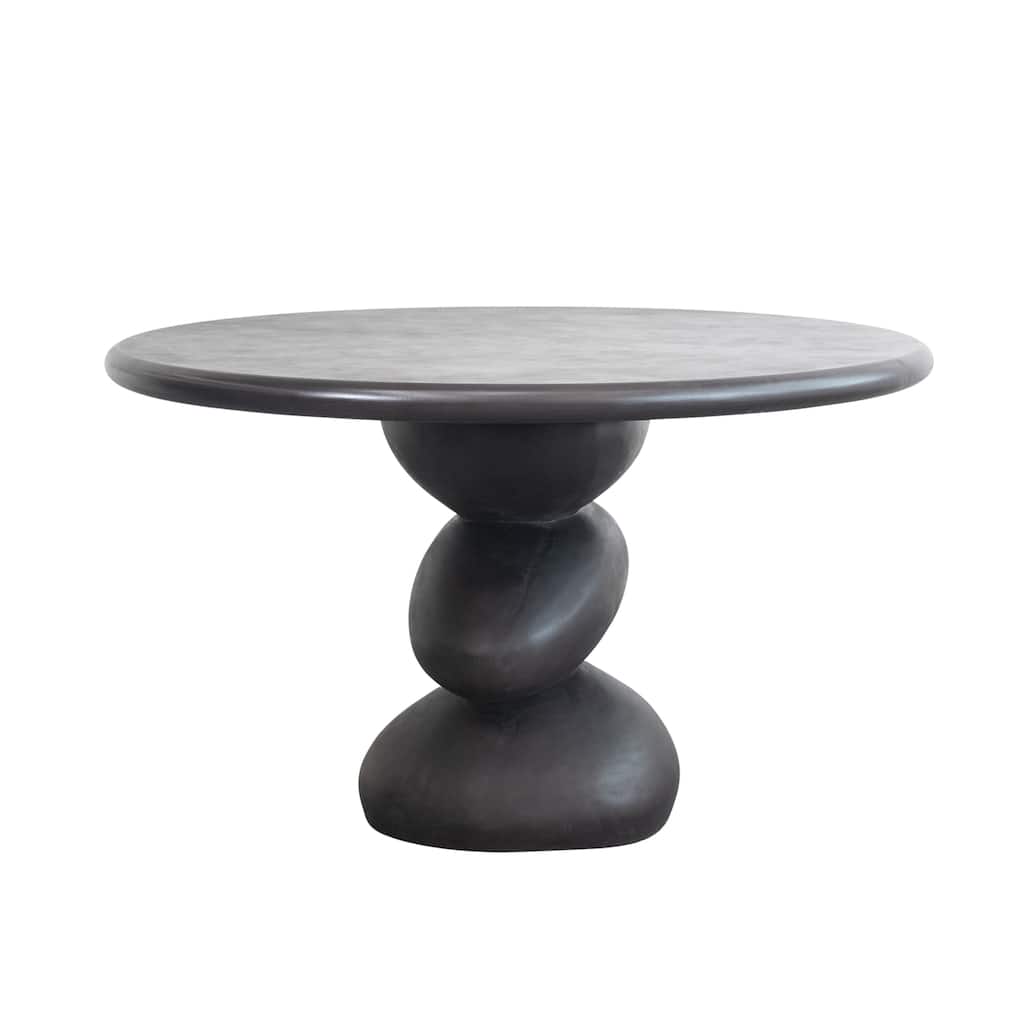 Round Indoor/Outdoor Concrete Table, Black - 48.8"L x 48.8"W x 29.5"H