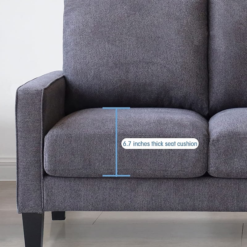 3 Seater Sofa Home, Modern Living Room Furniture Sofa in Dark Grey Fabric - Dark Grey